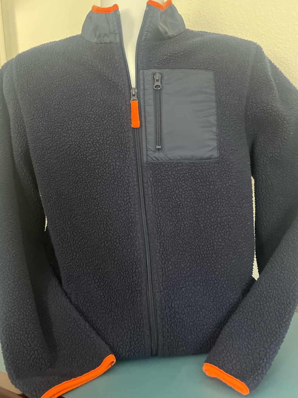 Arizona Boys Navy Fleece Jacket with Orange Trim